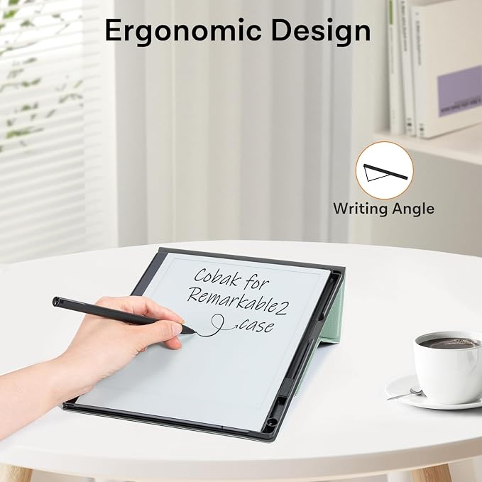 CoBak Case Compatible with Remarkable 2 Paper Tablet Black | Built-in Pen Holder Multi-Angle Foldable Stand Custom Fit for 2020 Released reMarkable 2