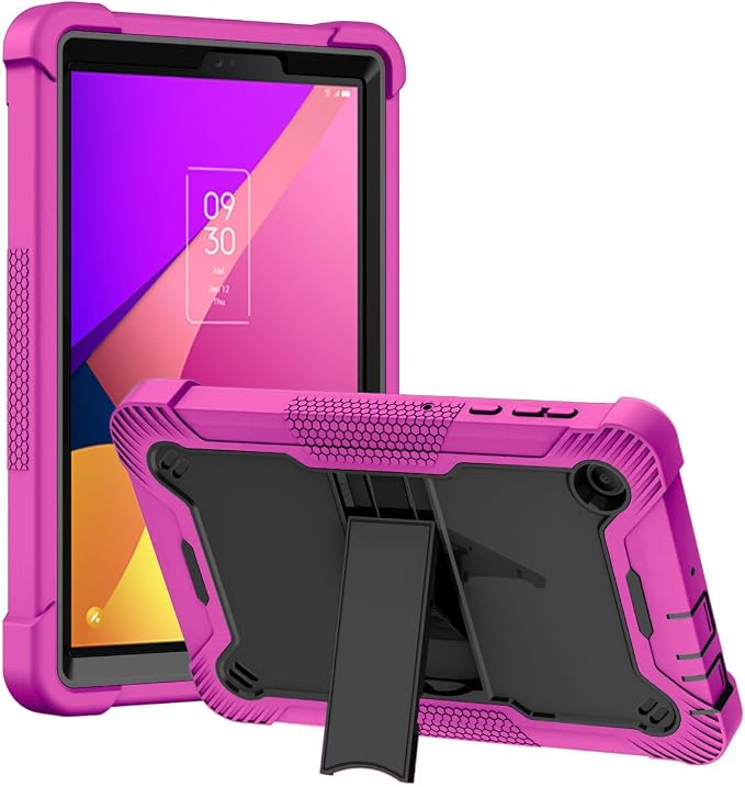 KIQ Guardian Case for TCL Tab 8 LE/TCL Tab 8 Hybrid Shockproof Cover with Kickstand - Black/Black