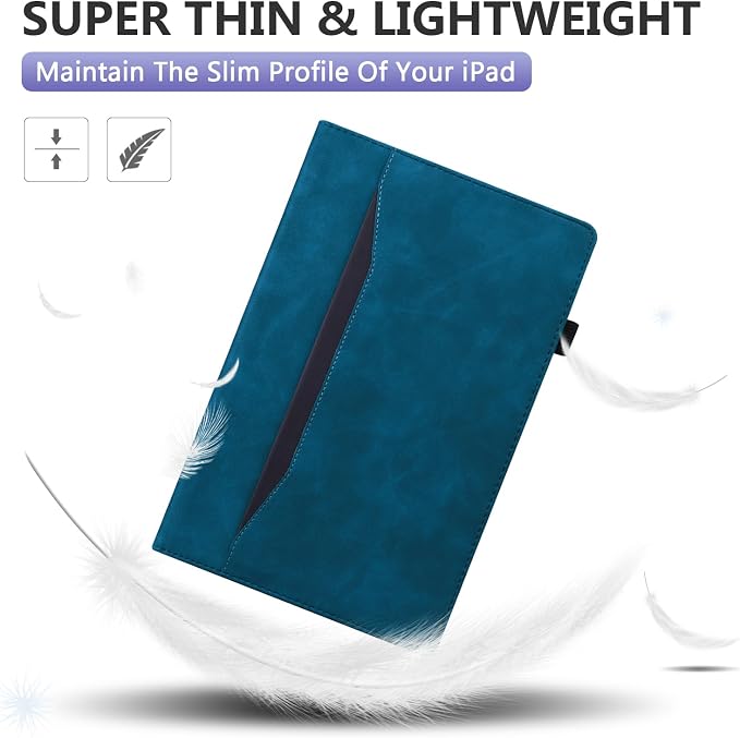 Dteck Case for Samsung Galaxy Tab S9 FE+ Plus 5G Tablet Case 12.4 2023 with Pencil HolderPU Leather Embossed Flower Cat Folio Multi-Angle Viewing Stand Shockproof Protective Tablet 12.4 CoverBlue