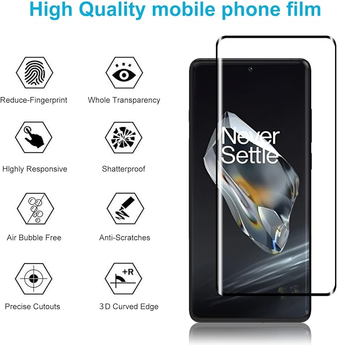 Didisky Screen Protector for Oneplus 9 Pro 3 Pack Tempered Glass Film with 2 Pack Camera Lens Protector Easy to UseScratch-Resistant9H Hardness3D Curved Full Coverage