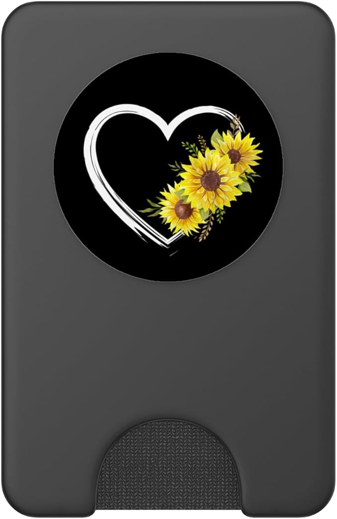 Heart Outline With Sunflowers PopSockets Adhesive PopGrip