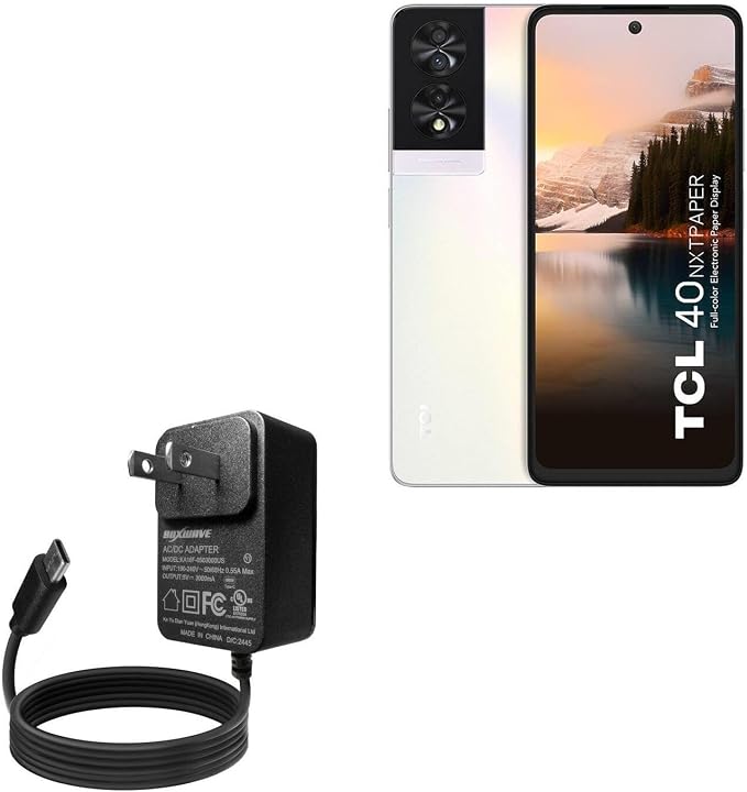 BoxWave Charger Compatible with TCL 40 NxtPaper - Wall Charger Direct (15W) Rapid Charge Your Device with Built-in 3ft Cable