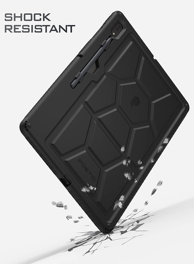 Poetic TurtleSkin Case for Samsung Galaxy Tab S10 FE Plus (2025 Release) 13.1 inch Case with S Pen Holder Heavy Duty Shockproof Kids Friendly Protective Silicone Cover Black