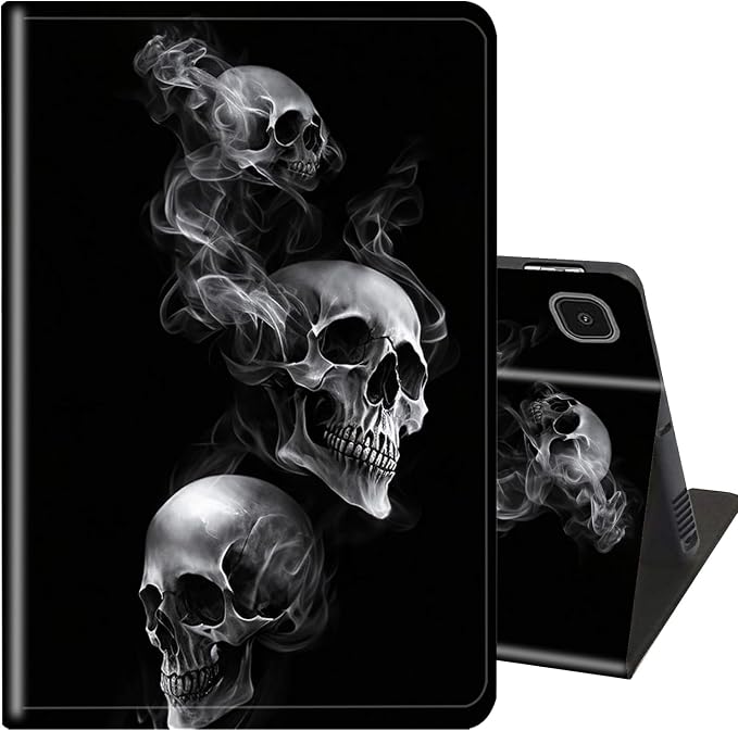 for Samsung Galaxy Tab A8 10.5 2022 Slim Case with Adjustable Stand Cover with Auto Wake/Sleep Smart Cover for Samsung Galaxy A8 10.5 Inch（SM-X200/X205/X207）- Black and White Skull Head Tree