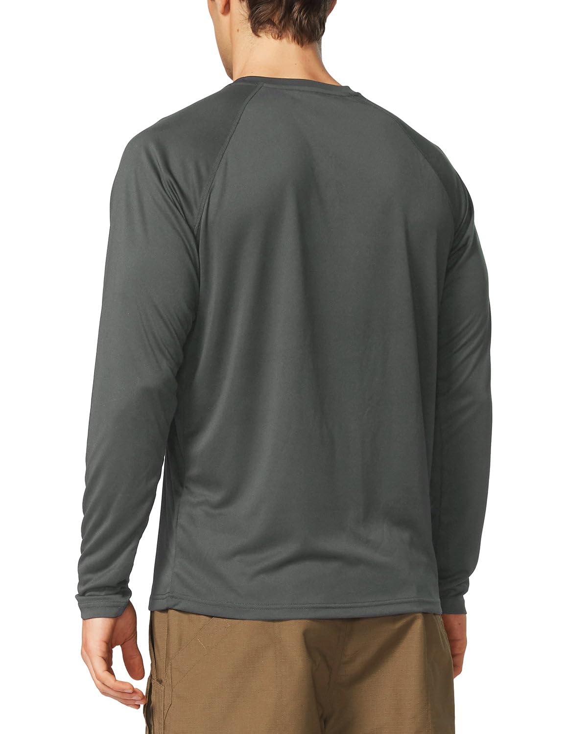 baleaf Mens UPF 50+ Sun Protection Shirts Long Sleeve Rash Guard, Quick Dry 4-Way Stretch for Fishing Swimming Surfing 01-Deep Gray M