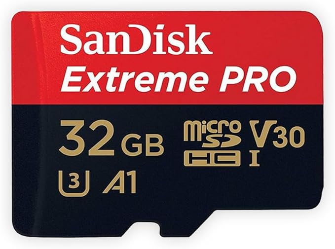 SanDisk Extreme PRO microSDHC Memory Card Plus SD Adapter up to 100 MB/s, Class 10, U3, V30, A1 - 32GB SDSQXCG-032G
