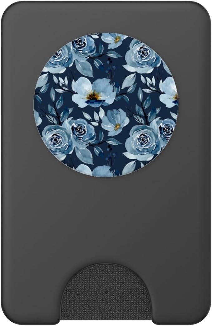 Blue Watercolor Flower Pattern PopSockets Adhesive PopGrip
