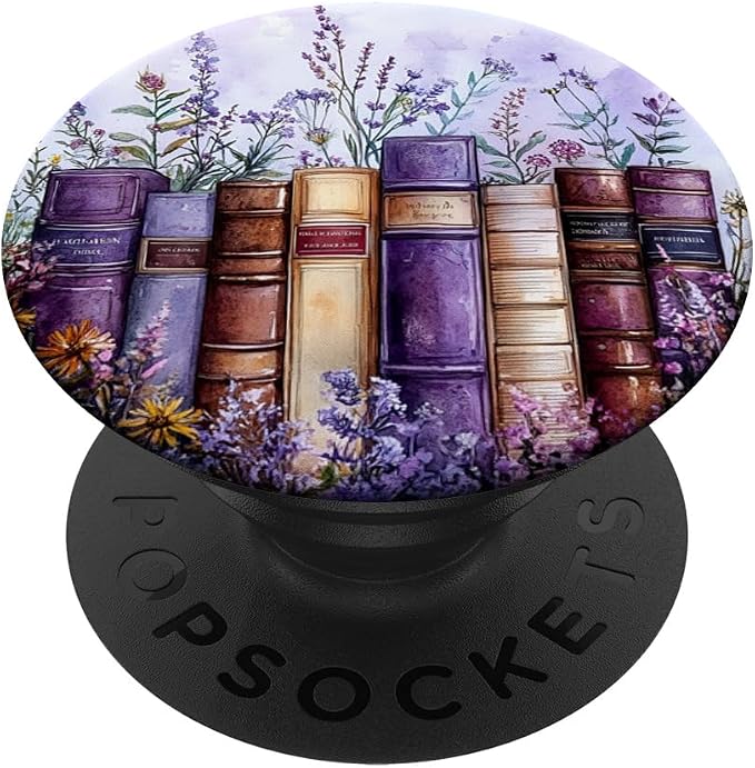 Book Lover Purple Wildflower Book Themed Floral Bookworm PopSockets PopGrip for MagSafe