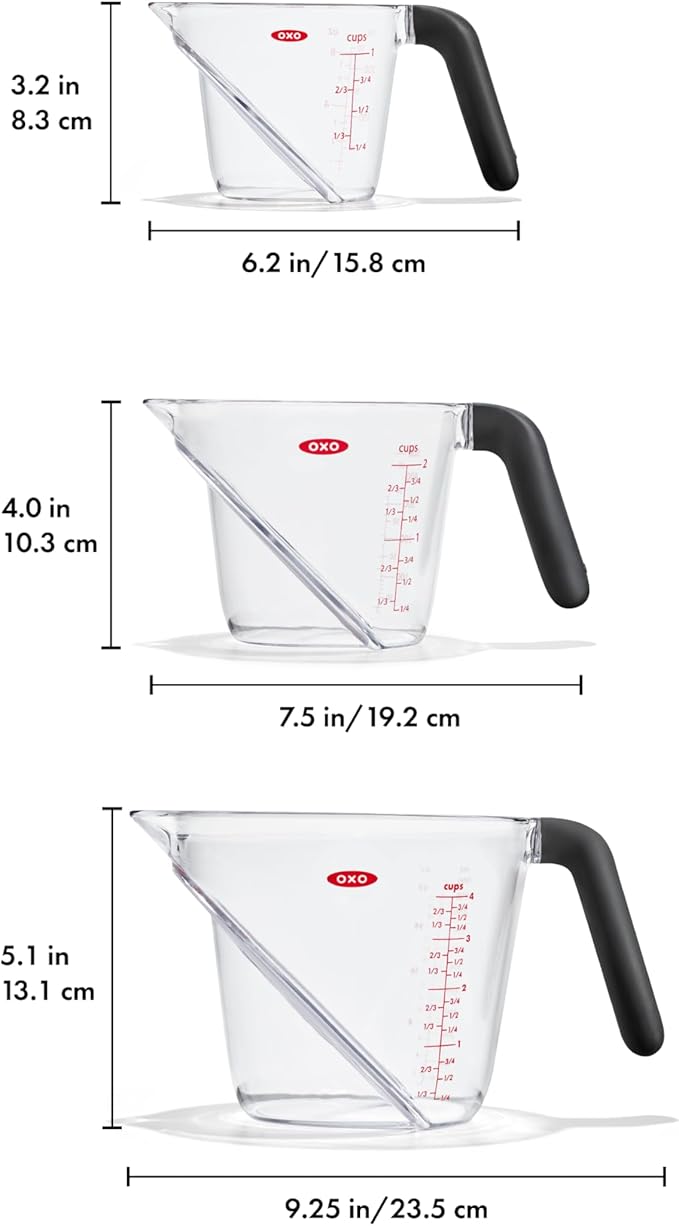 OXO Good Grips Angled Measuring Cups with Markings, Multi Size 3-Piece Set