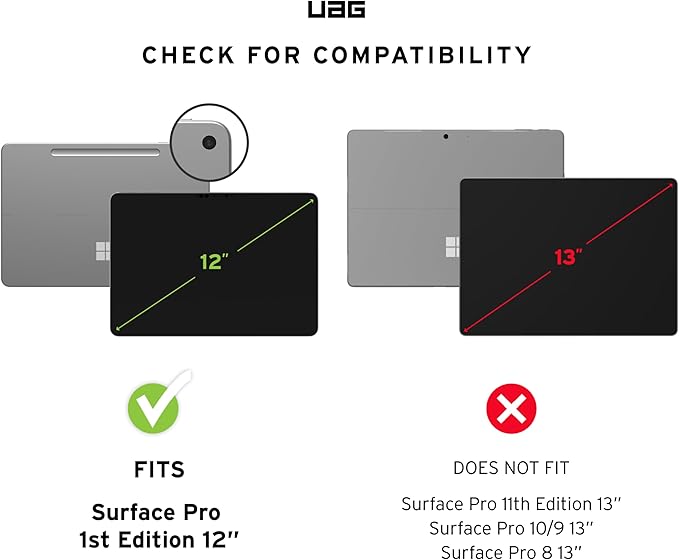 URBAN ARMOR GEAR UAG Designed for Microsoft Surface Pro 1st Edition 12" Case - Rugged Transparent Clear Protective Cover with Multi-Angle Built-in Kickstand & Pen Holder Military Grade, Plyo Ice/Ash