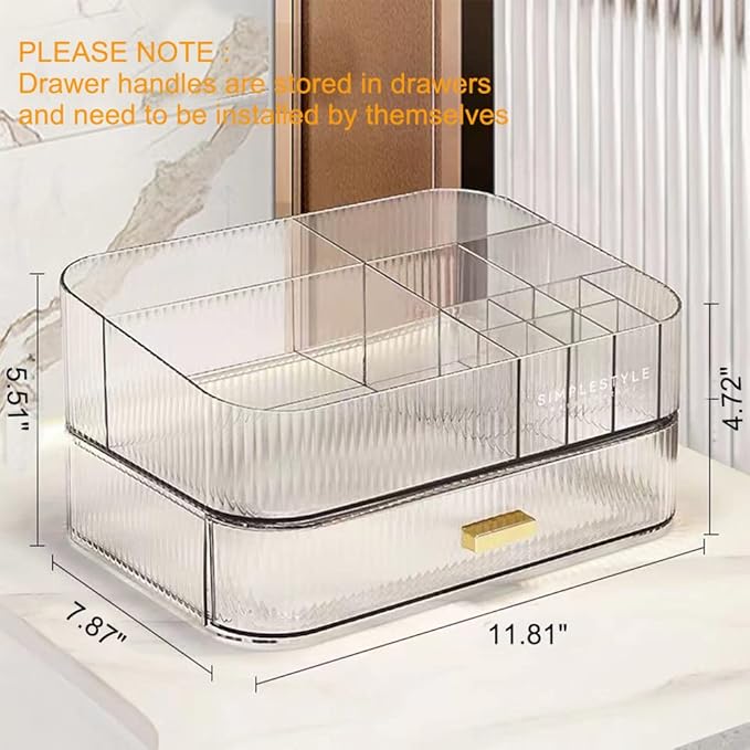 MIUOPUR Makeup Organizer with Stackable Drawers, Bathroom Vanity Organizers and Storage, Ideal for Desk and Dresser Countertops, Great for Cosmetics, skincare, Lipsticks, Nail Care -Clear