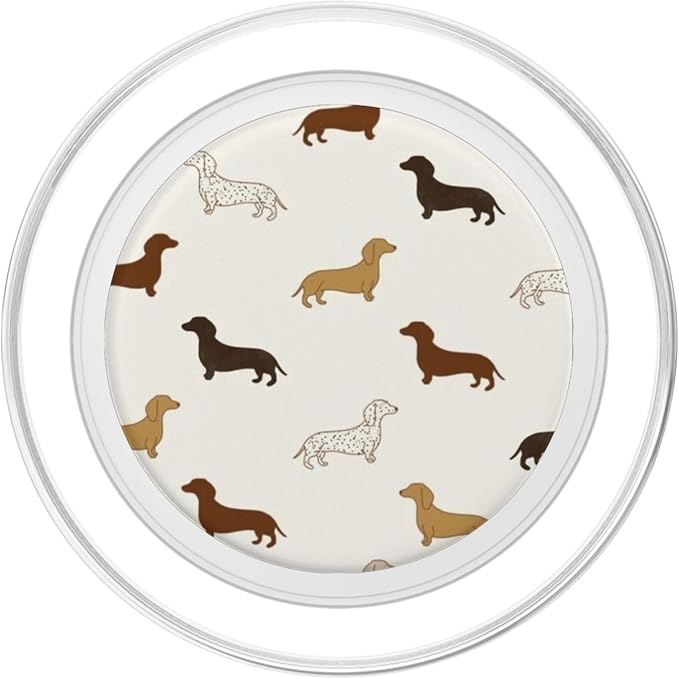 Beige Dachshund Dog Pattern PopSockets Adhesive PopGrip