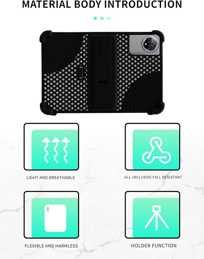 Case for Raemond K80 Tablet 10 Inch Android 15WUNIAK Hollow Back DesignHeat Dissipation Shockproof Lightweight Adjustable Kickstand Silicone Shell&ampKids Friendly Soft CaseBlack
