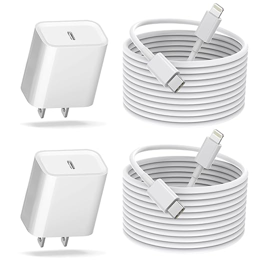 Fast iPhone Charger [MFi Certified] 2Pack 10FT Extra Long Quick USB C to Lightning Cable Cords + 20W PD USB C Charger Block Fast iPhone Charging Adapter for iPhone 14 Pro Max/Plus/13/12/11/XS/XR/X/SE