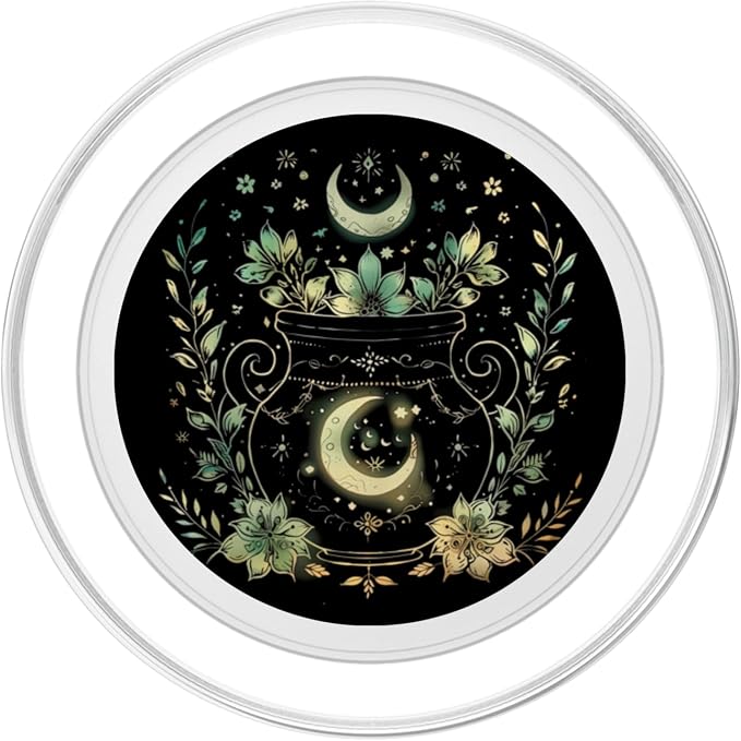 Vintage Witchy Wicca Witch Cauldron Crescent Moon Witchcraft PopSockets PopGrip for MagSafe