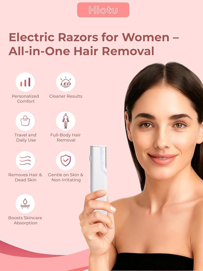 Dermaplane Facial Razor for Women – Electric 3-Speed Sonic Face Hair Removal Tool with LED Light, Peach Fuzz Remover & Exfoliating Dermaplaning Tool, USB-C Rechargeable with 5 Replacement Heads