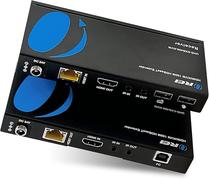 OREI 4K@60Hz KVM HDMI Extender Over Ethernet PoC Single HDBaseT CAT5e/CAT6A/CAT7 Cable - Upto 400 feet 4:4:4 - Remote, Keyboard, Mouse, USB Control