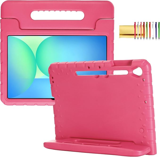 Kids Case for Samsung Galaxy Tab S10 FE Plus 13.1 (2025) Techcircle Handle Stand Light EVA Foam Bumper Protective Rugged Drop Protection Child Proof Cover Black