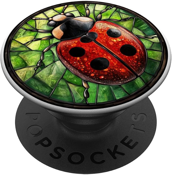 Stained Glass Aesthetic Mosaic Cute Ladybug PopSockets Adhesive PopGrip