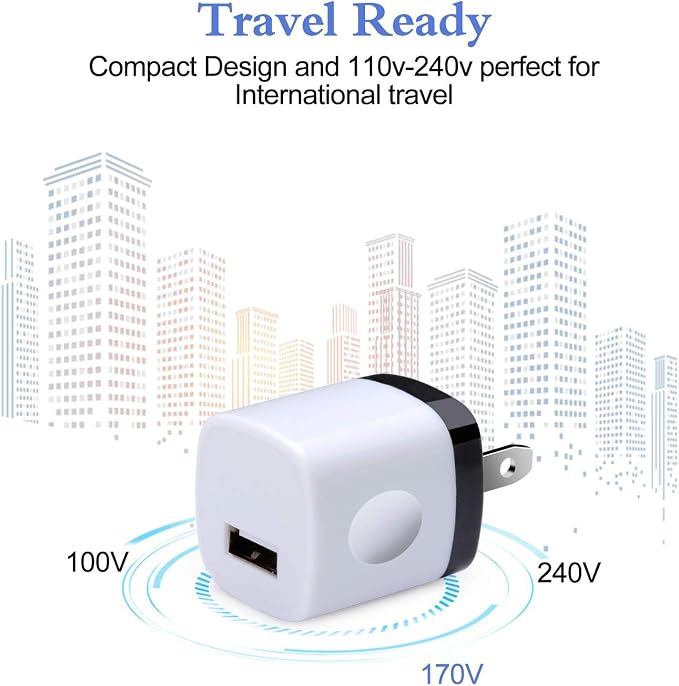 USB Wall Plug 10Pack 1A/5V Single Port USB Wall Charger Block Power Adapter | Charging Cube Brick Box for iPhone 17 16 15 14 13 12 Pro Max/XS Samsung S26 S25 S24 S23 S22 S21 Ultra Android Phone Char