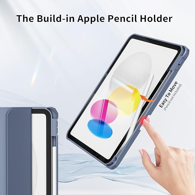 Detachable Case for iPad A16 11th Gen 11/10th Gen 10.9 Black | Slim Transparent Shell Back Soft Shockproof TPU Frame Without Pencil Holder Auto Sleep/Wake