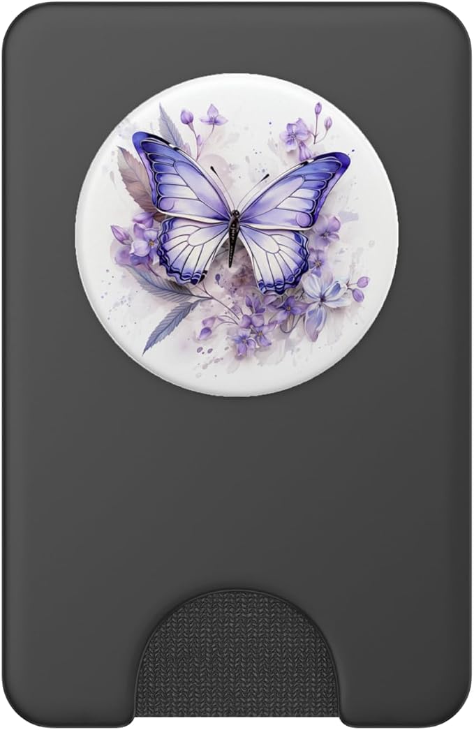 Purple Butterflies with Flowers Floral Butterfly PopSockets PopGrip for MagSafe