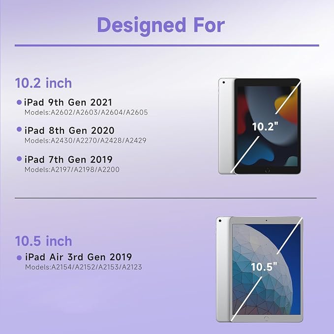 BLUTLOTUS Keyboard case for iPad 9th/8th/7th Generation 10.2 Inch - Backlit Wireless Detachable Folio Keyboard Cover with Pencil Holder for iPad 9th/8th/7th Gen Air 3rd Generation 10.5 Inch