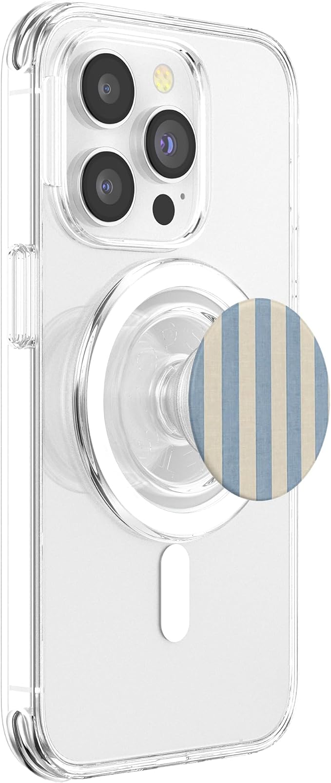 Cream Blue Stripe Pastel Pattern PopSockets PopWallet for MagSafe