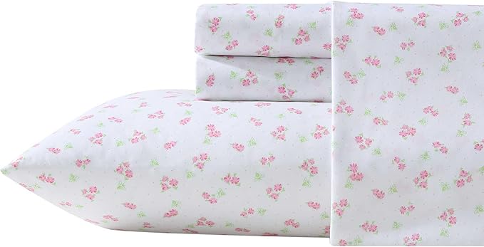 Laura Ashley Kids - Twin Sheet Set, Soft & Wrinkle-Resistant Toddler Bedding Set, Deep Pockets, Girl Bed Sheets with Matching Fitted Sheet & Pillowcase (Busy Bee Pink)