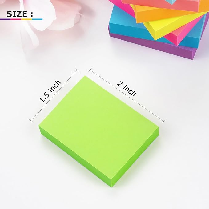 24 Pads Sticky Notes 1.5x2 inch Bright Colors Self-Stick Pads Total 1920 Sheets