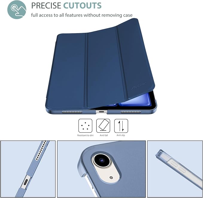 ProCase Smart Case for iPad Air 11-inch M4/M3/M2 &amp Air 10.9 5th/4th Gen | Hard Back Cover with Auto Sleep/Wake Slim Lightweight Case for iPad Air 11 2026/25/24 &amp 10.9 2022/2020-Aqua