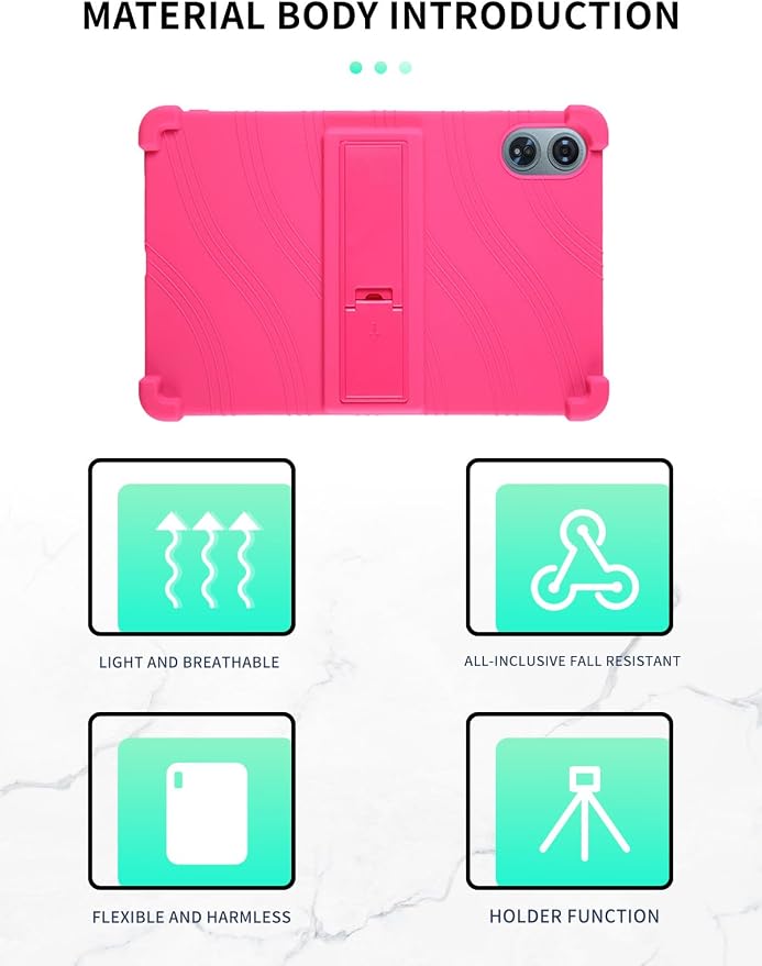 Case for Odea A12 Android 15 Tablets 12 Inch Tablet 2025- Soft Silicone Shock Proof Lightweight Stand Rubber Shell Protective CoverKids Friendly Soft Silicone Adjustable Stand CoverBlack