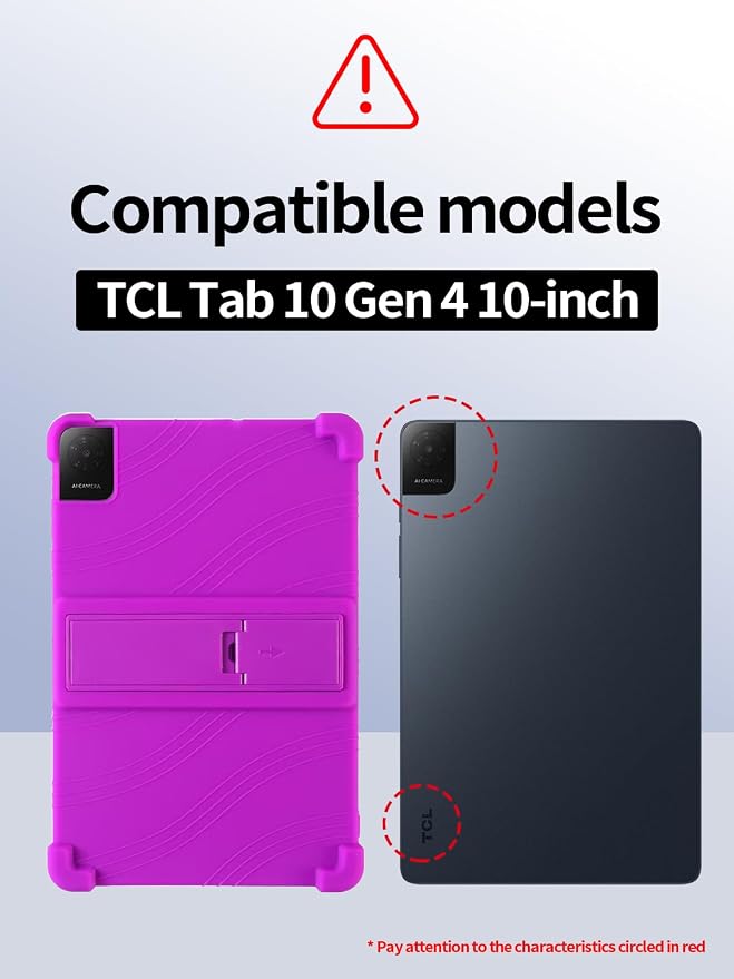 Case for TCL Tab 10L Gen 4 (Model 8483A) 10.1 Inch Tablet Soft Silicone Heavy Duty Shockproof Protective Cover with Adjustable Kickstand (Black)