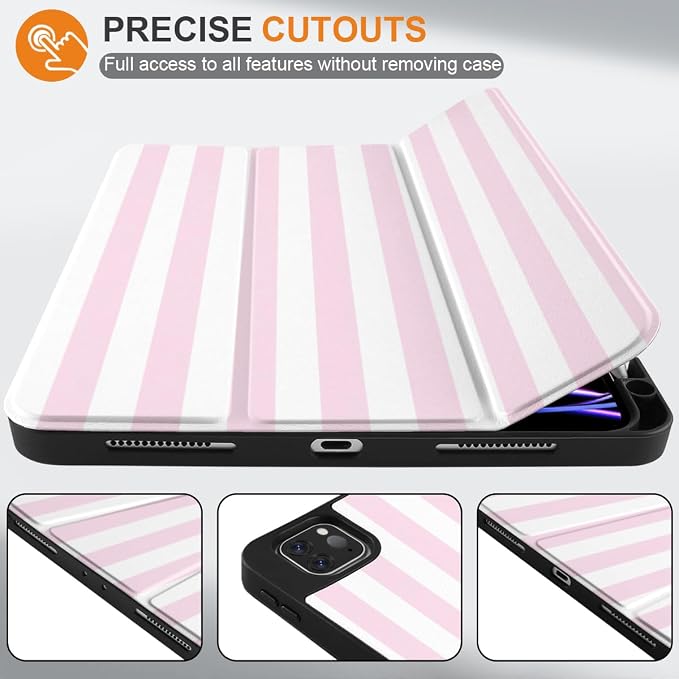 Case for iPad Pro 12.9 inch 6th Generation 2022 Built-in Pencil Holder + Trifold Stand + Auto Wake/Sleep + Protective Cover for iPad Pro 12.9 5th/4th/3rd Gen- Bear