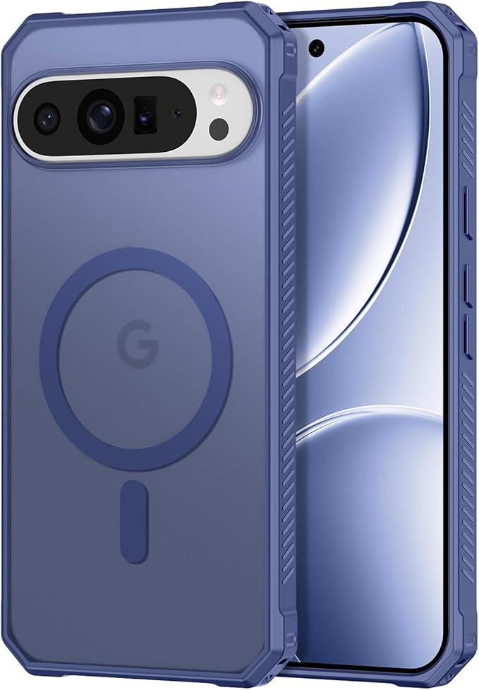 Magnetic for Google Pixel 9 Pro XL Case, [Military Grade Drop Protection] [Compatible with MagSafe] Shockproof Slim Translucent Matte Anti-Slip for Women Girls Men Case, Matte Blue