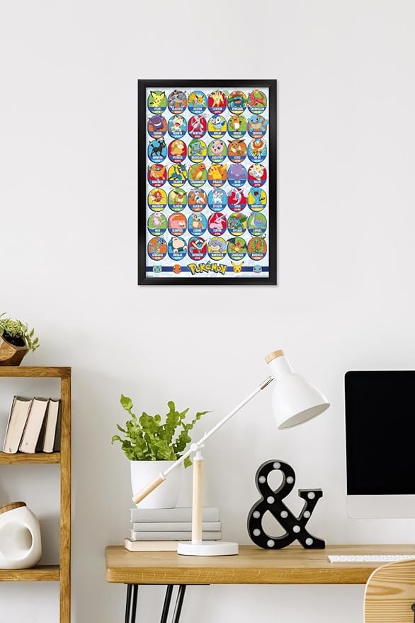Pokémon: All-Time Favorites - Grid Wall Poster, 22.4L" x 14.7W", Black Framed Version
