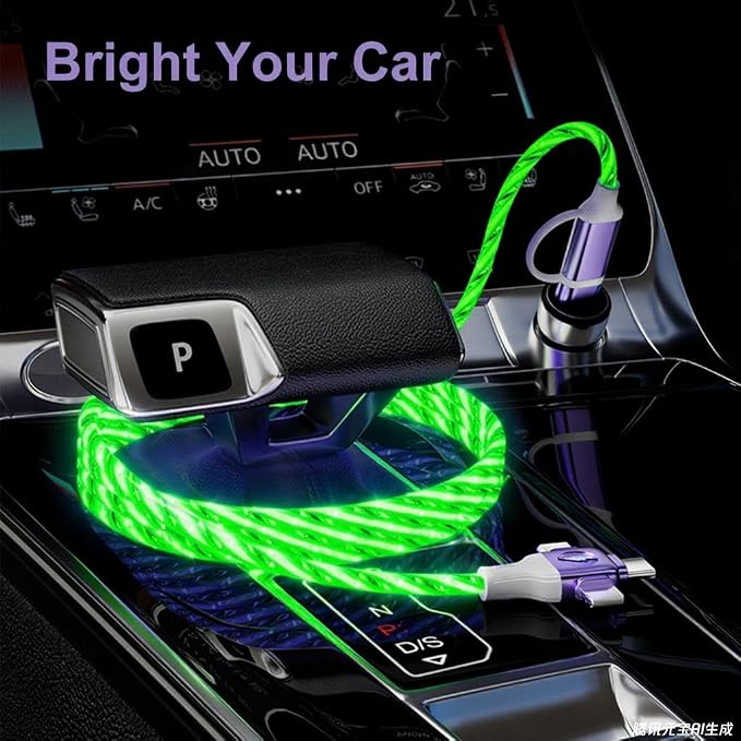 IHAO Multi Ports Charger Cable 3 Combinations in One Cable USB A to USB C/Micro USB PD Fast Charging Cord Lighted Up LED Flowing Compatible with Almost All Kinds of Electric Device-39Inches Blue