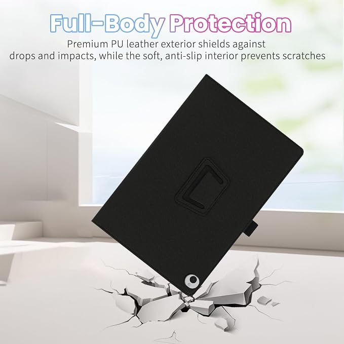 Case for Wacom MovinkPad 11 11-Inch TabletShockproof PU Leather Cover with Hand Strap Two-Fold StandCompatible with MovinkPad 11 11 Android Tablet (Black)