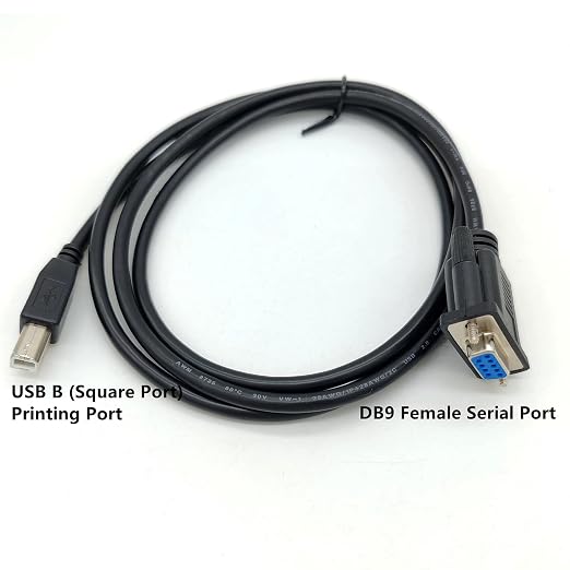 USB B-Port Printing Port Male to DB9 Female RS232 Serial Cable DB9 to USB B-Type Data Transmission Printer Adapter Cable 2Meter