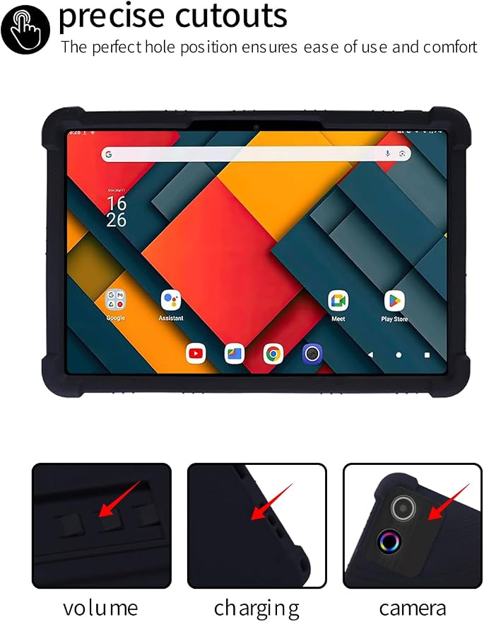 for Jeazans Jzpad-A10Pro Tablet 10 Inch Android Tablets CaseBOVUGAC Soft Silicone Adjustable Stand Shockproof Kids Friendly for Jeazans A10Pro Tablets(Black)