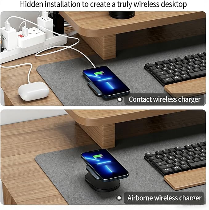 Invisible Wireless Charger Under Desk 0-30mm Invisible Phone Charger 10W Hidden Wireless Charger Magnetic Charger for Desk Table Nightstand Office Home