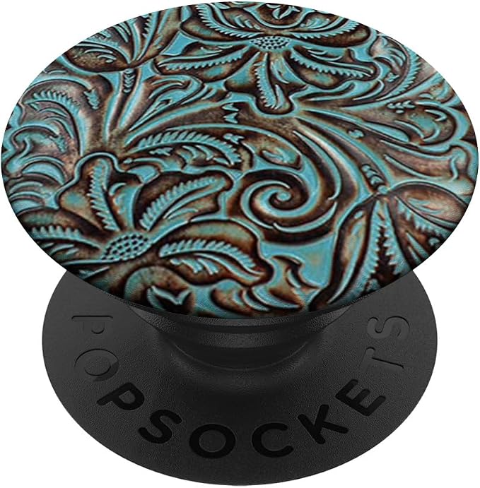 Western Turquoise Tooled Print PopSockets Adhesive PopGrip