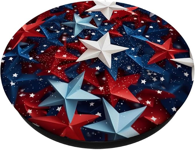 Blue Red White Stars Patriotic Pride American 4th Of July PopSockets Adhesive PopGrip