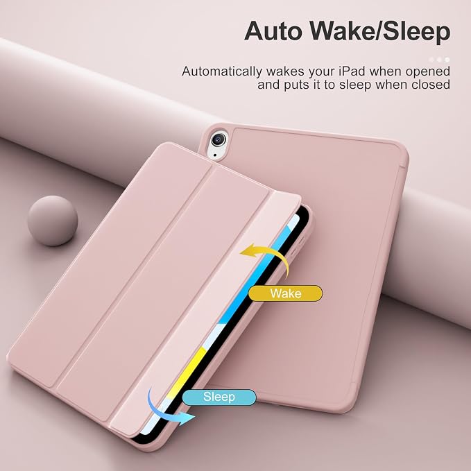 for iPad (A16) 11th Generation Case 11 Inch 2025 Black | for iPad 10th Generation Case 10.9 Inch 2022 with Pencil Holder Smart Trifold Stand Slim Protective Cover Auto Wake/Sleep