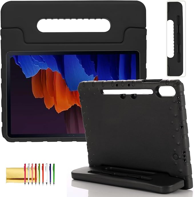 Kids Case for Samsung Galaxy Tab S10 FE Plus 13.1 (2025) Techcircle Handle Stand Light EVA Foam Bumper Protective Rugged Drop Protection Child Proof Cover Black