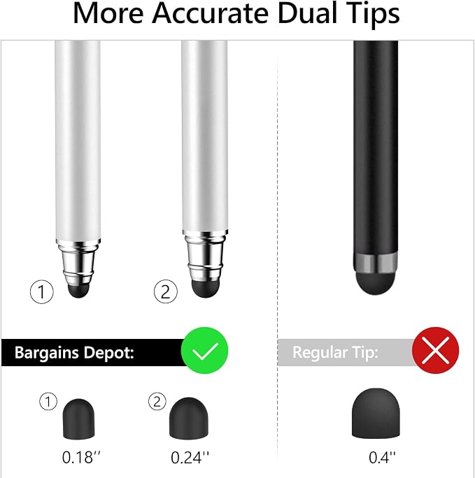 Capacitive Stylus/Styli 2-in-1 Universal Touch Screen Pen for All Touch Screen Tablets/Cell Phones with 20 Extra Replaceable Soft Rubber Tips (4 Pieces Black/Blue/Purple/Green)