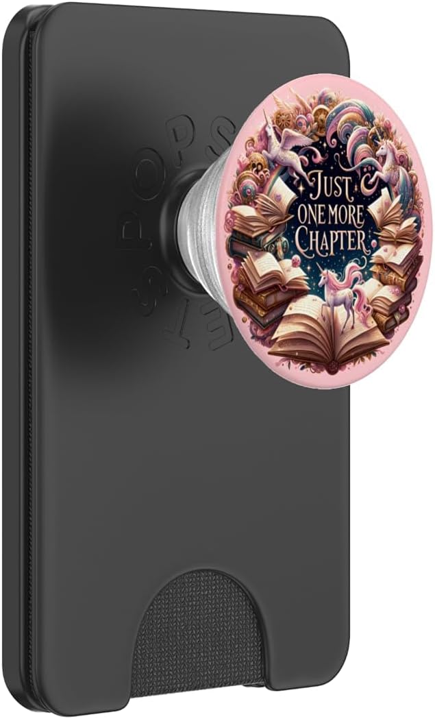 Just One More Chapter Bookish Unicorn Lover Girls Pink PopSockets Adhesive PopGrip