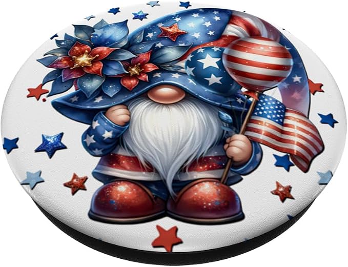 Red White And Blue Gnome Accessories For Independence Day PopSockets Adhesive PopGrip