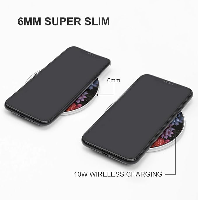 Rainbow Flower Sea Wireless Charger 10W Portable Fast Wireless Charging Pad Compatible with Phone Slim Charging Station Lightweight Charger Mat Charging Block for Travel Home Office