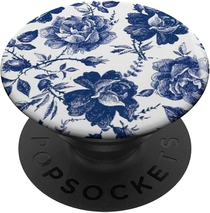 BLUE &amp WHITE ROSE PopSockets Adhesive PopGrip